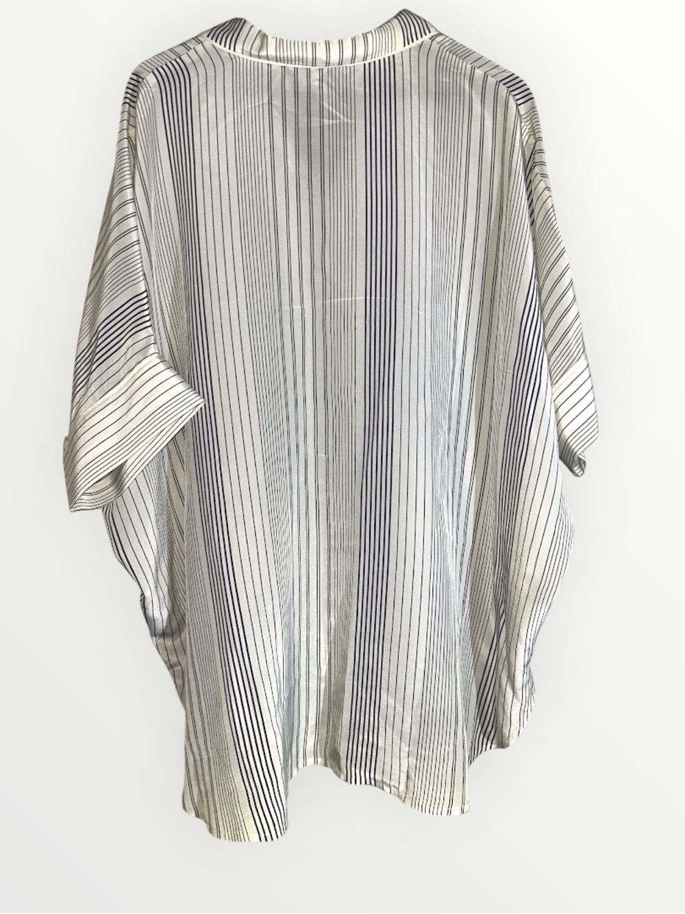 Eileen Fisher 100% silk crepe Stripe Button-Up Shirt SIZE XL - Picture 3 of 5